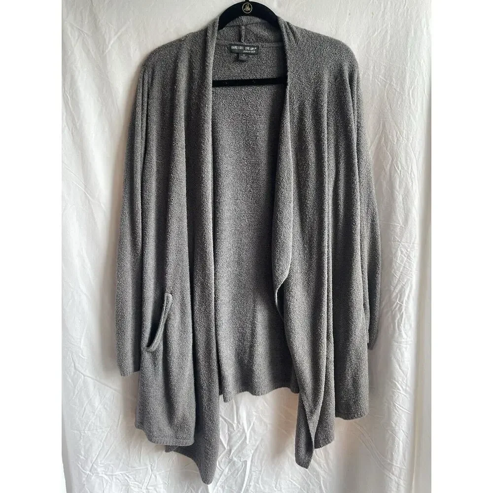Barefoot Dream Cozychic Lite Knit Cardigan Sweater Gray Size 1X